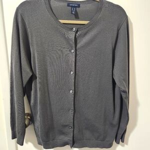 Lands End Gray Cardigan Petite XL